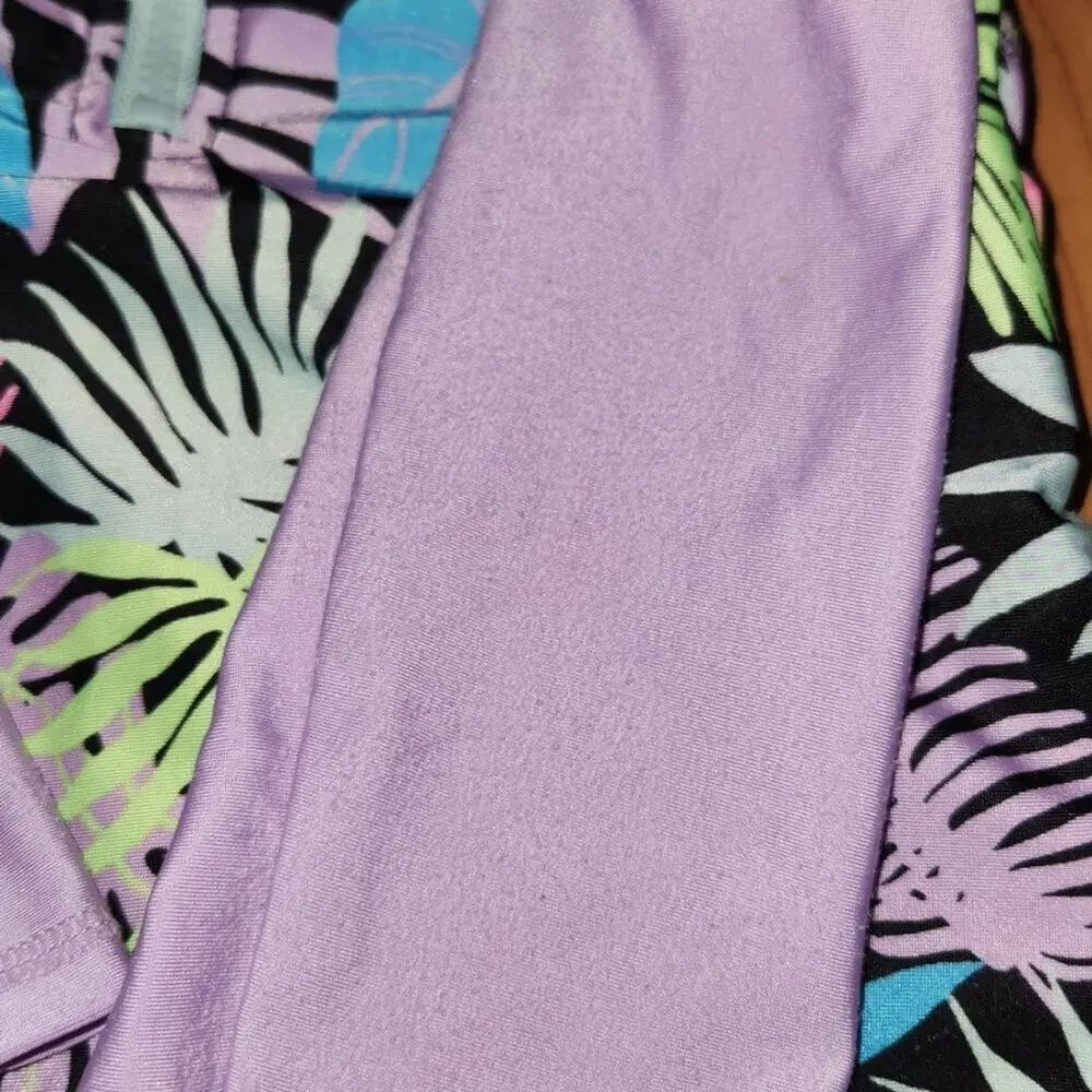 Girls' 'Just Vibing' Long Sleeve One Piece Rash Guard Large 10/12